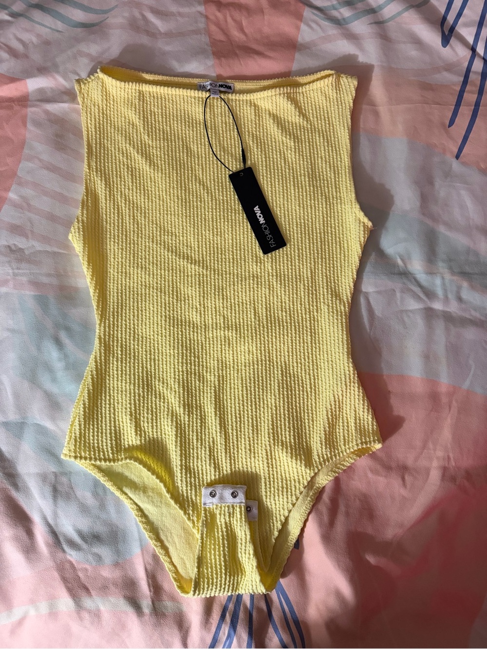 Fashion Nova Kids Lemon Yellow Ribbed One-Piece Bodysuit